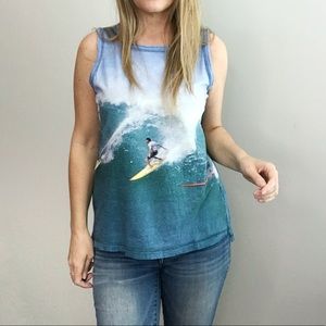 CURRENT/ELLIOTT Santa Cruz Days The Muscle Tee Surf Graphic Print top